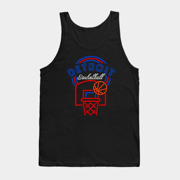 Neon Detroit Basketball Tank Top by MulletHappens